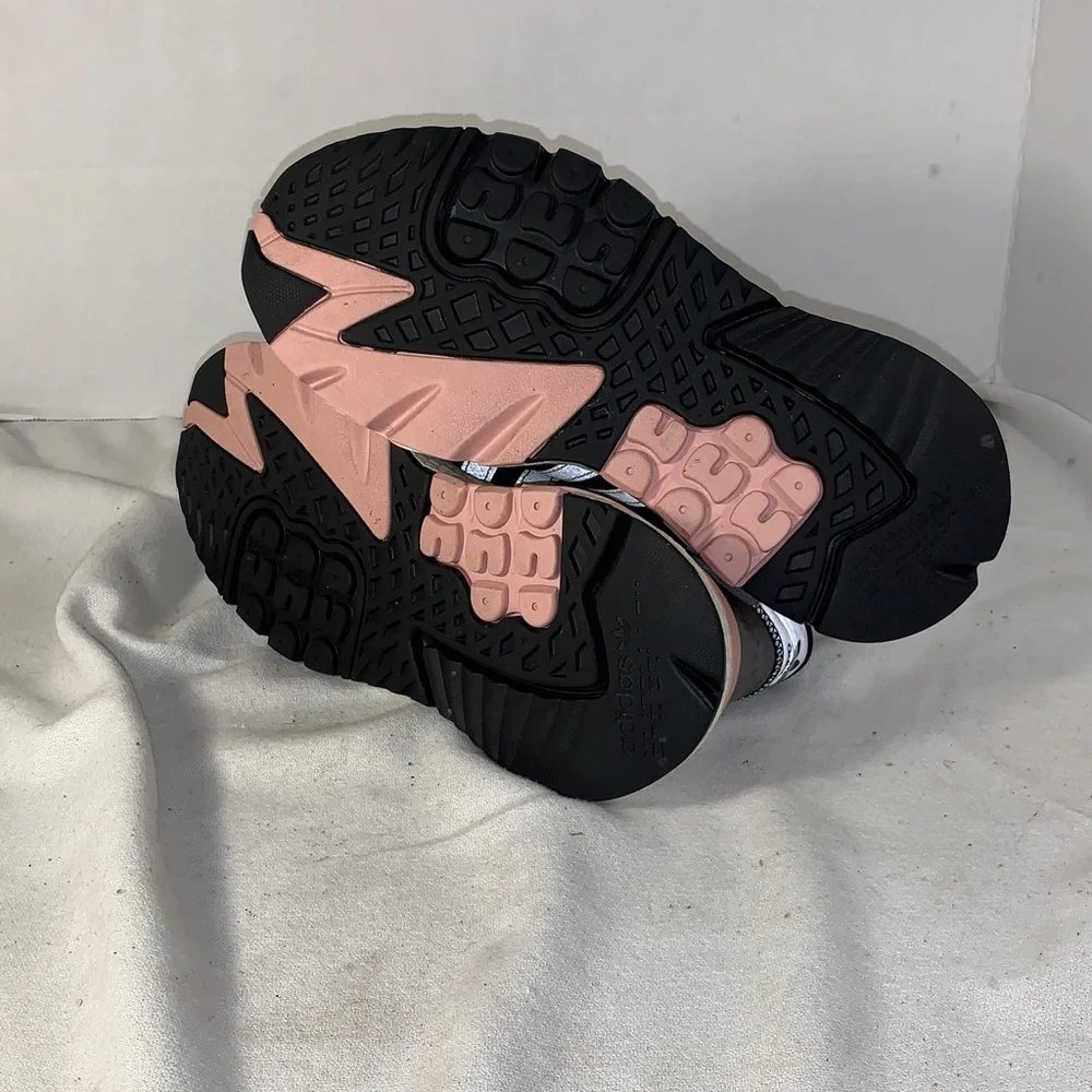 Adidas Women’s Nite Jogger ‘Reptile Pack’ Black Sneakers with Pink Accents